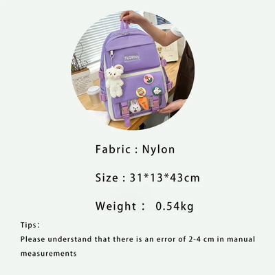 Χονδρικό Cute 4pcs/Set Πρωτοβάθμια σχολική τσάντα Κορίτσια Harajuku Kawaii Φοιτητική τσάντα βιβλίων Εφηβική τσάντα Μεγάλης χωρητικότητας Φοιτητική Ρουκσάκ Κορίτσια σχολική τσάντα σετ