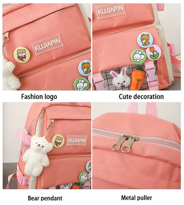 Χονδρικό Cute 4pcs/Set Πρωτοβάθμια σχολική τσάντα Κορίτσια Harajuku Kawaii Φοιτητική τσάντα βιβλίων Εφηβική τσάντα Μεγάλης χωρητικότητας Φοιτητική Ρουκσάκ Κορίτσια σχολική τσάντα σετ