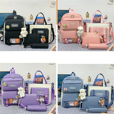 Χονδρικό Cute 4pcs/Set Πρωτοβάθμια σχολική τσάντα Κορίτσια Harajuku Kawaii Φοιτητική τσάντα βιβλίων Εφηβική τσάντα Μεγάλης χωρητικότητας Φοιτητική Ρουκσάκ Κορίτσια σχολική τσάντα σετ